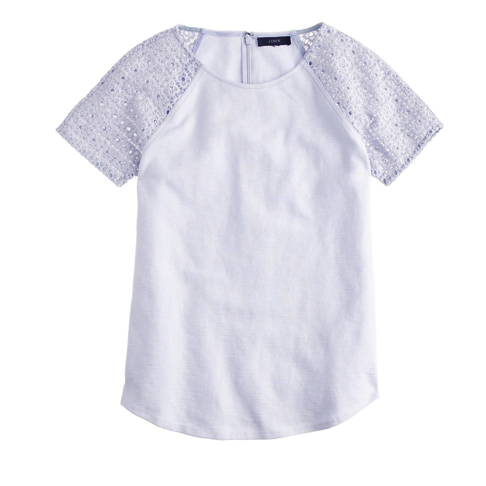 J. Crew Lavender Lace Short Sleeve Flowy Top